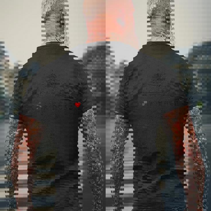 サンフランシスコ I Love Alcatraz アルカトラズ ヴィンテージ スカイライン ベイ カリフォルニア メンズTシャツ バックプリント 高齢者への贈り物