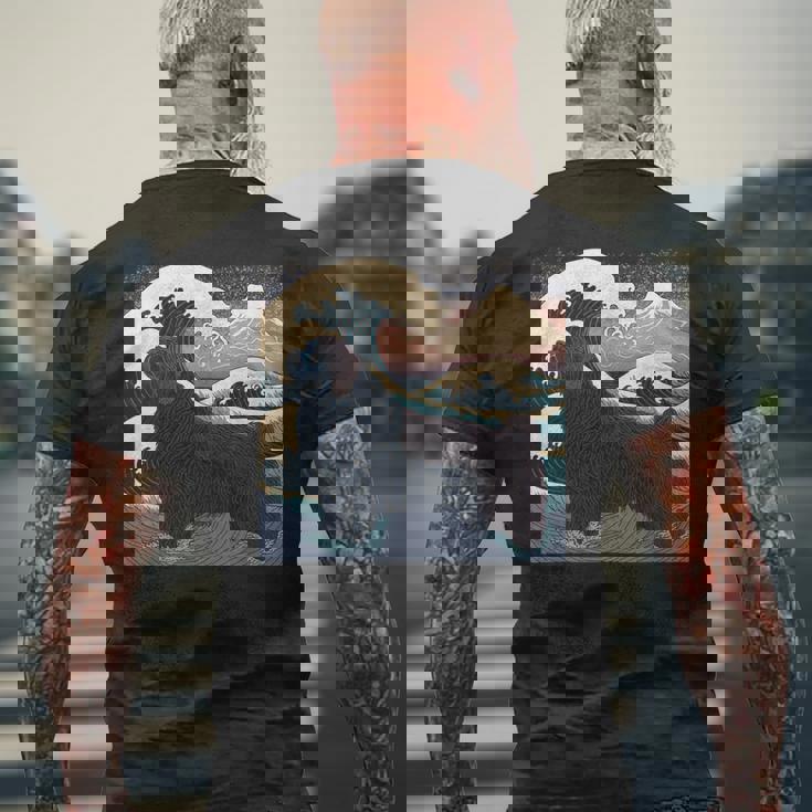 シュールレアリズム 日本画 ニューファンドランド 犬 メンズTシャツ バックプリント 高齢者への贈り物