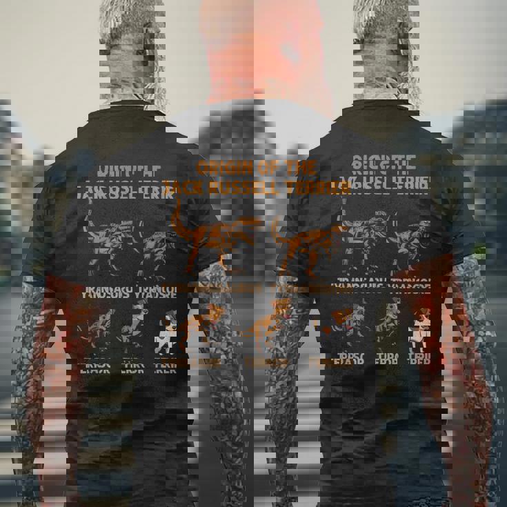 ジャック・ラッセル・テリア進化史犬の起源 メンズTシャツ バックプリント 高齢者への贈り物