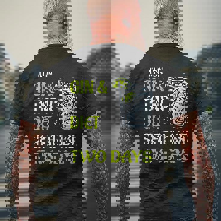 ジントニック ダイエット お酒 カクテル 面白い ドリンク メンズTシャツ バックプリント 高齢者への贈り物