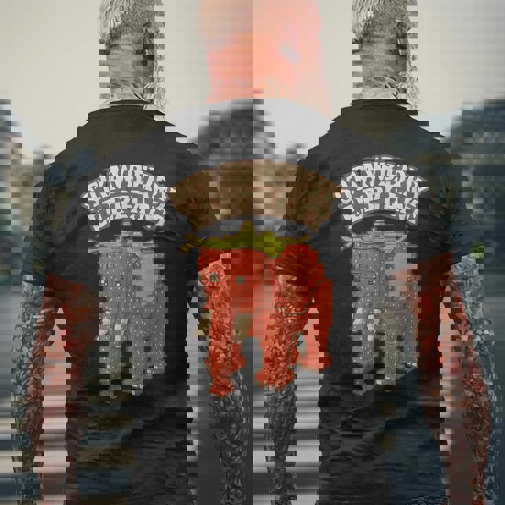 ストロベリーエレファント 面白い イタリアンブレインロットスラング ゲームミーム メンズTシャツ バックプリント 高齢者への贈り物