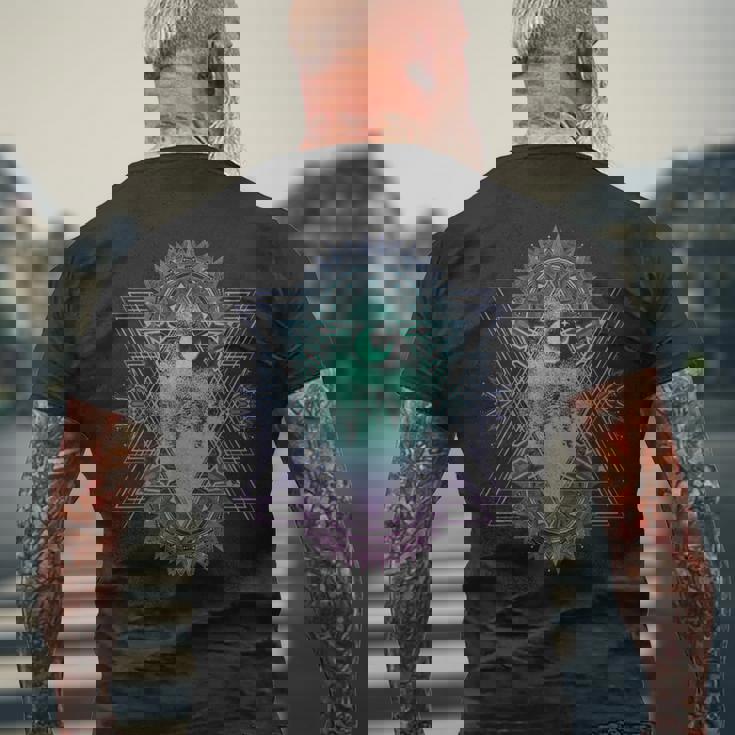 スピリチュアルと密教のマジカルサイケデリックマンダラ メンズTシャツ バックプリント 高齢者への贈り物