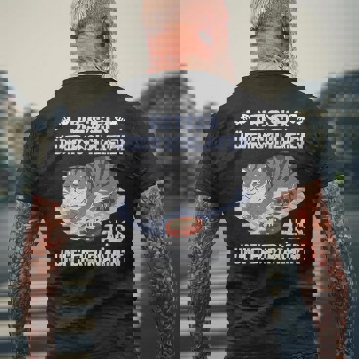 スリープシャツ猫、面白い、ドイツ語で メンズTシャツ バックプリント 高齢者への贈り物