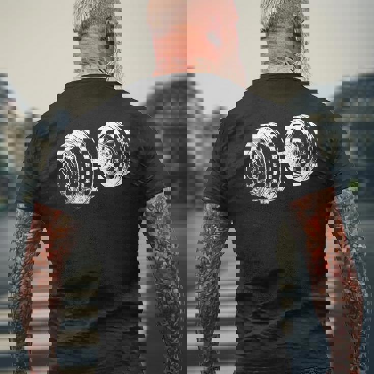 ダンベルデザインフィットネス上腕二頭筋トレーニング メンズTシャツ バックプリント 高齢者への贈り物