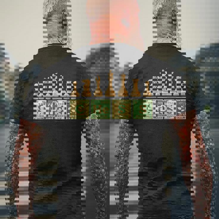 チェス駒 チェスの恋人 チェックメイト ヴィンテージ メンズTシャツ バックプリント 高齢者への贈り物