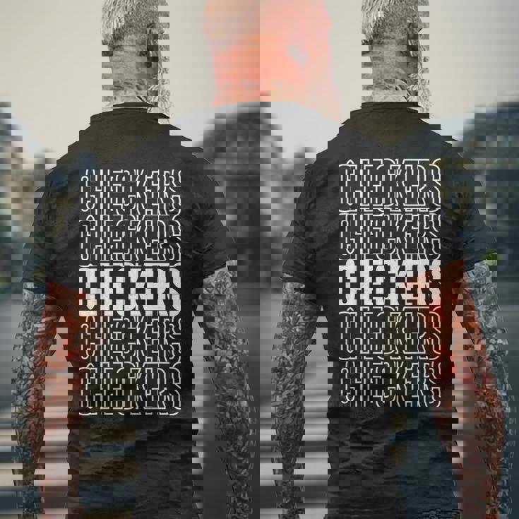 チェッカー メンズTシャツ バックプリント 高齢者への贈り物