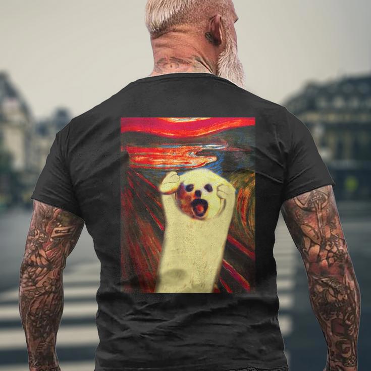 トイプードル 面白いtシャツ 犬 ムンクの叫び かわいい メンズ 子供 おもしろ 服 グッズ ネタ わんこ メンズTシャツ バックプリント 高齢者への贈り物
