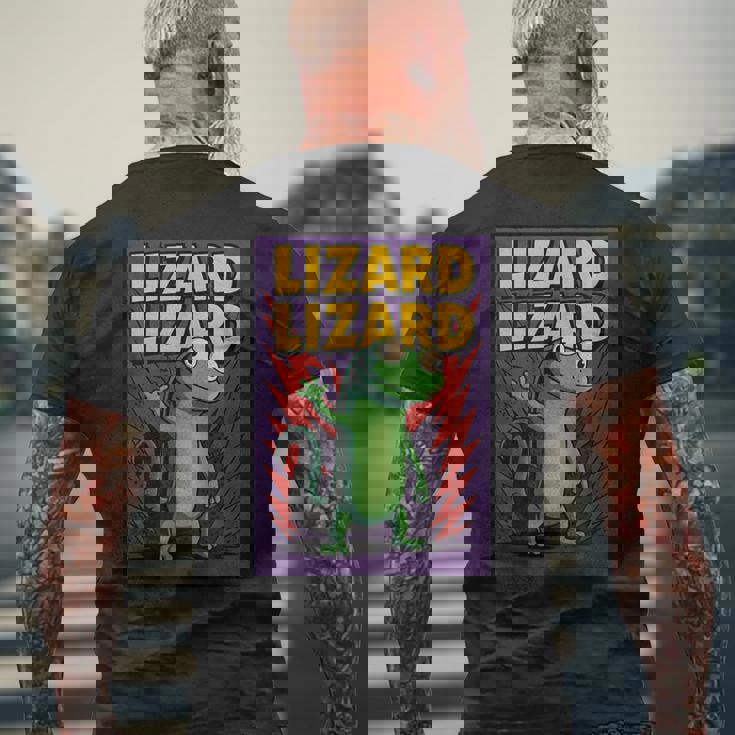 トカゲトカゲミームコミックポスター メンズTシャツ バックプリント 高齢者への贈り物