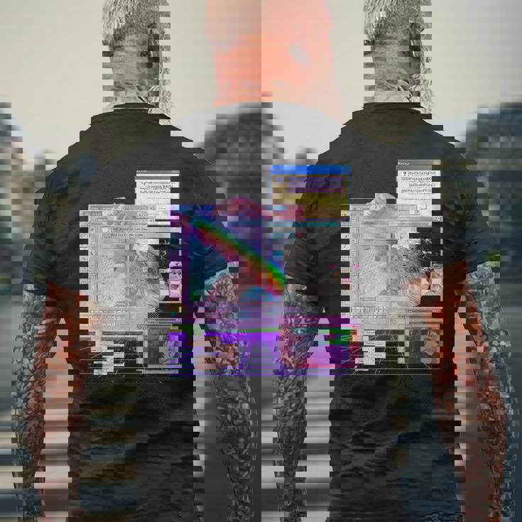 トリッピーサイバー美的ヴェイパーウェイヴインターネットクラシックアート メンズTシャツ バックプリント 高齢者への贈り物