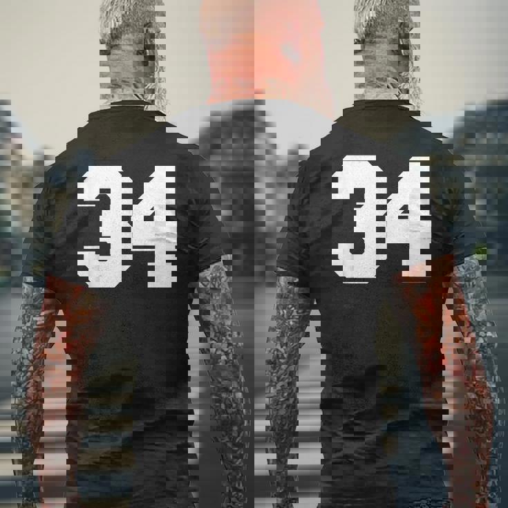 ナンバー34 スポーツジャージプレーヤー 34 ファン フロントプリント ヴァーシティ メンズTシャツ バックプリント 高齢者への贈り物