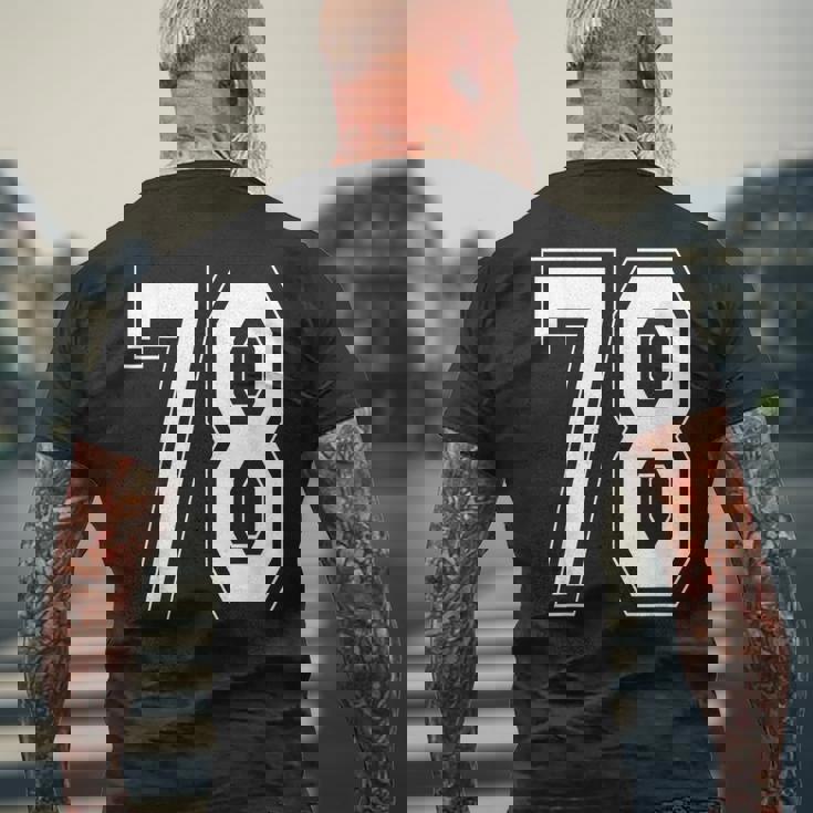 ナンバー78 バーシティスタイル ボールド スポーツ 誕生日 ジャージ メンズTシャツ バックプリント 高齢者への贈り物