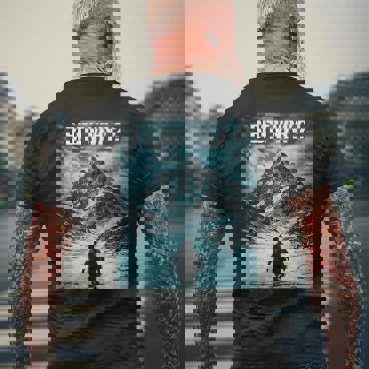 ニヒリストペンギンがなぜニヒリストペンギンなのか メンズTシャツ バックプリント 高齢者への贈り物