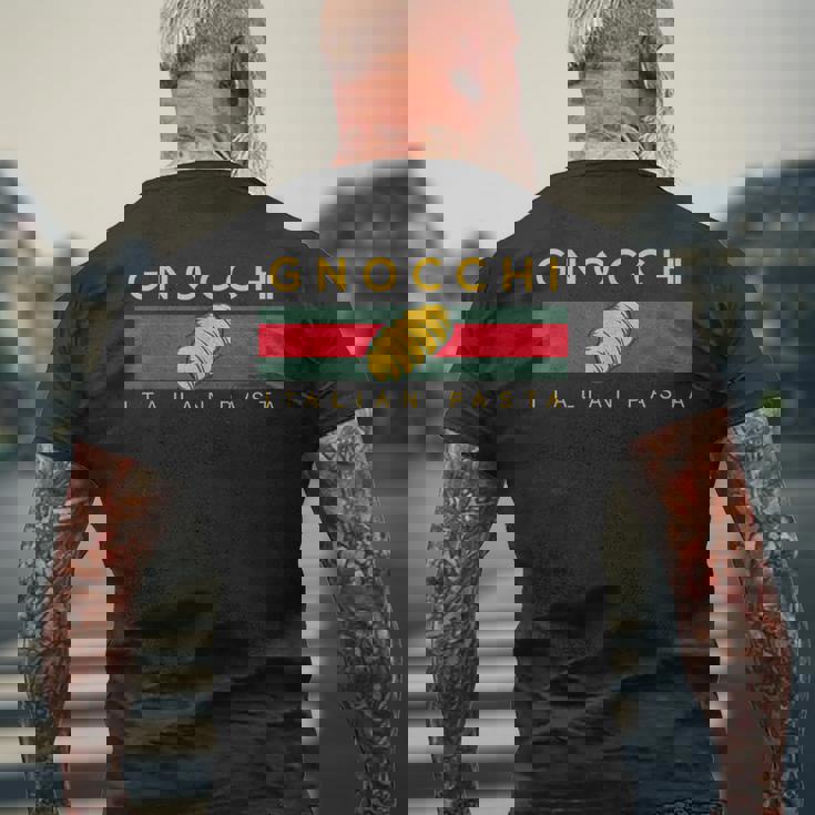 ニョッキヴィンテージクラシックイタリアンパスタ メンズTシャツ バックプリント 高齢者への贈り物