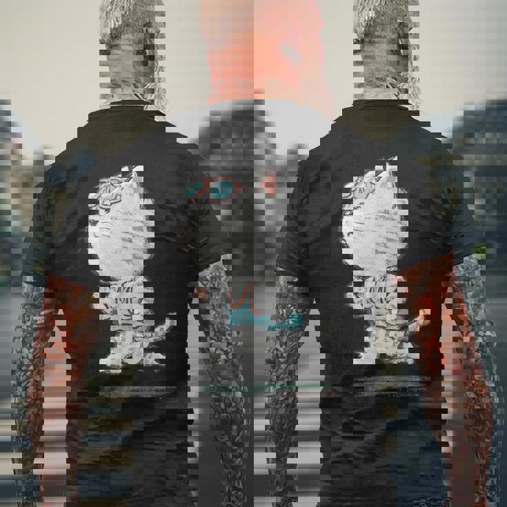 ネコ ねこ ランニング 子猫 ペット おもしろ 動物 ランナー イラスト メンズTシャツ バックプリント 高齢者への贈り物