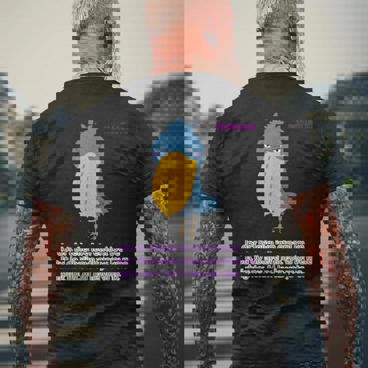 ハシビロコウlove メンズTシャツ バックプリント 高齢者への贈り物