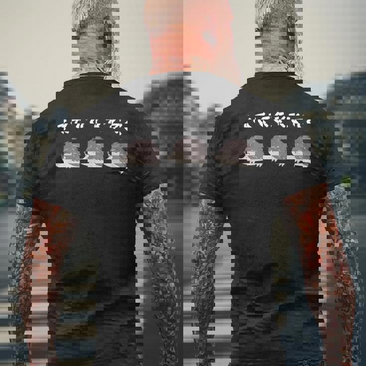 ハリネズミ てくてく ハリネズミ好き ハリネズミの飼い主 おもしろ 可愛い ハリネズミ メンズTシャツ バックプリント 高齢者への贈り物