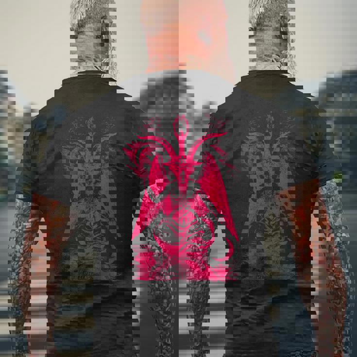 バフォメットオカルトヤギ悪魔崇拝サタンデーモン召喚 メンズTシャツ バックプリント 高齢者への贈り物