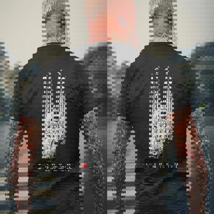 バルセロナ サグラダファミリア ヴィンテージ スパニッシュ I Love Barcelona メンズTシャツ バックプリント 高齢者への贈り物