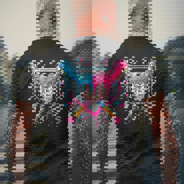 バレンタイン 野球 ハート 滴る アイスクリーム ミニハート メンズTシャツ バックプリント 高齢者への贈り物