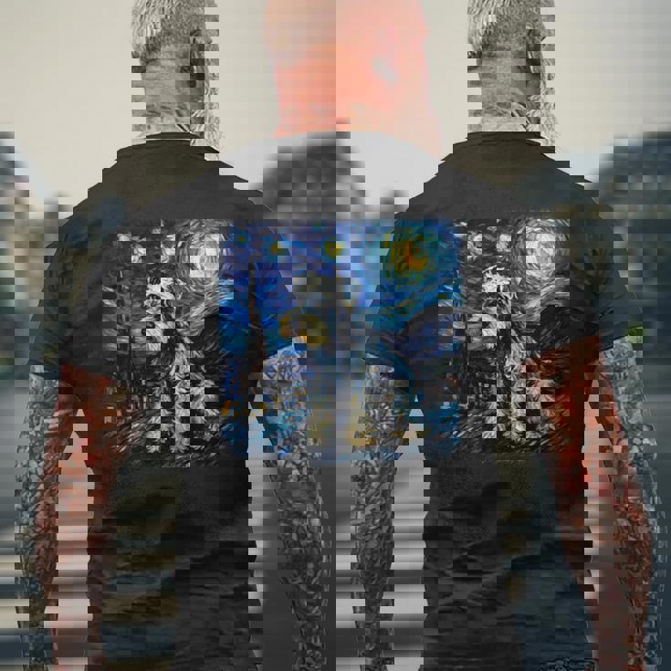 バン・ゴッホ 星月夜ミニチュア・シュナウザー 長袖tシャツ メンズTシャツ バックプリント 高齢者への贈り物