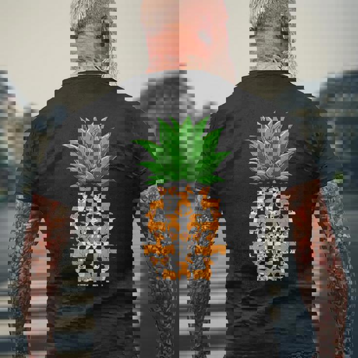 パイナップル コーギー パイナップル シェイプ コーギー愛好家 コーギースオーナーズ メンズTシャツ バックプリント 高齢者への贈り物