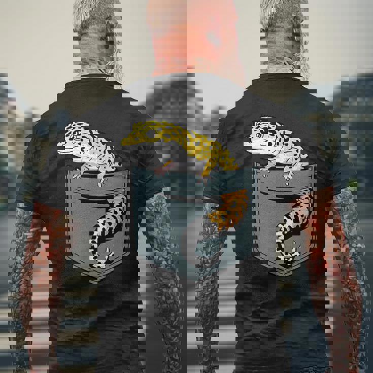 ヒョウ ヤモリ トカゲ 爬虫類 ヒョウ ヤモリ愛好家 メンズTシャツ バックプリント 高齢者への贈り物