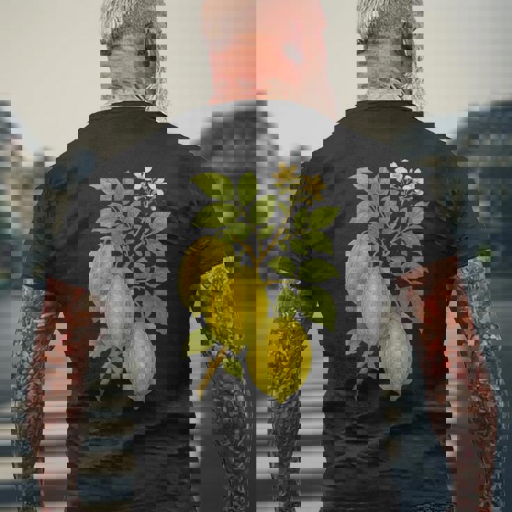 ビンテージ ボタニカル スターフルーツ 自然 アートプリント メンズTシャツ バックプリント 高齢者への贈り物