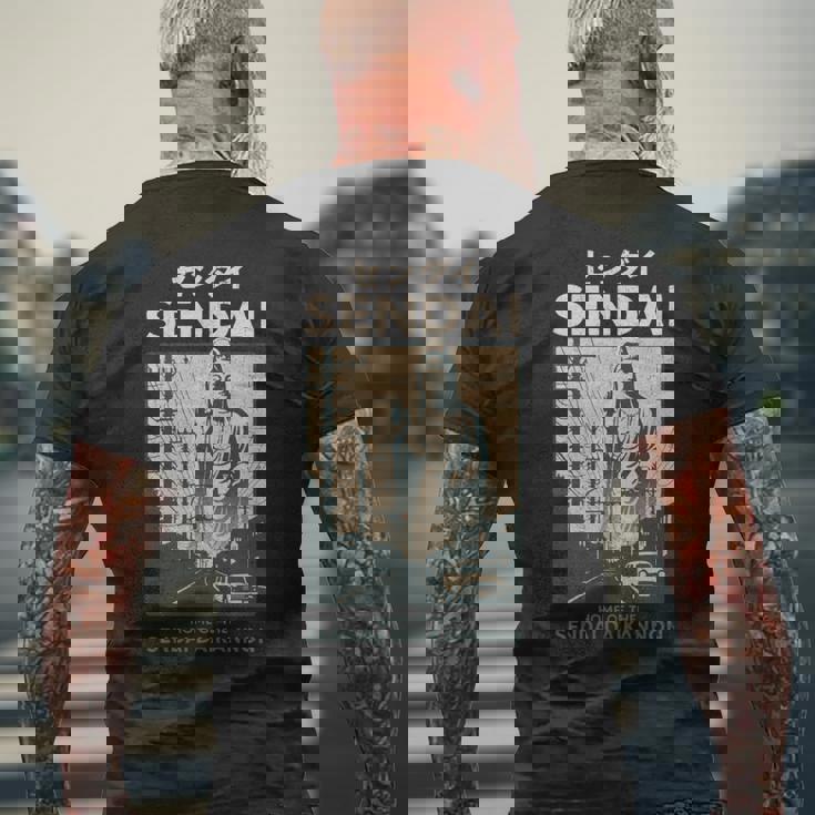 ビンテージ仙台大観音日本観光ポスター 長袖tシャツ メンズTシャツ バックプリント 高齢者への贈り物