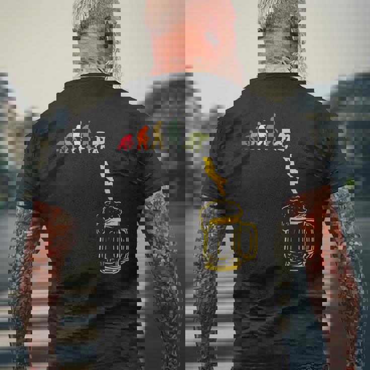 ビール 酒 面白いtシャツ 人類の進化 飲み おもしろ 飲み会 のんべえ メンズ ネタ 服 メンズTシャツ バックプリント 高齢者への贈り物