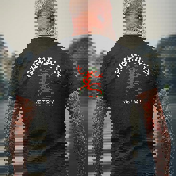 ピクセル アニマルズ アカハライモリ Japanese Fire Belly Newt 白フォント メンズTシャツ バックプリント 高齢者への贈り物