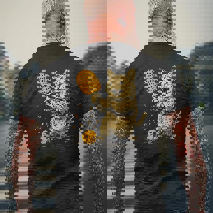 ピックルボール選手 ピックルボールの猫 長袖tシャツ メンズTシャツ バックプリント 高齢者への贈り物