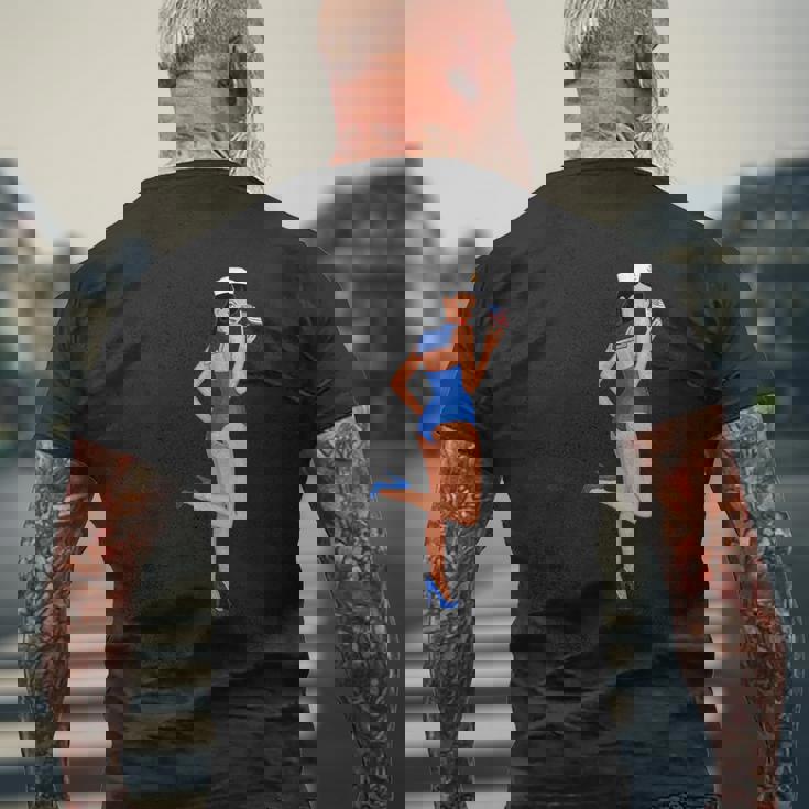 ピンナップガール セーラー アメリカ国旗 メンズTシャツ バックプリント 高齢者への贈り物