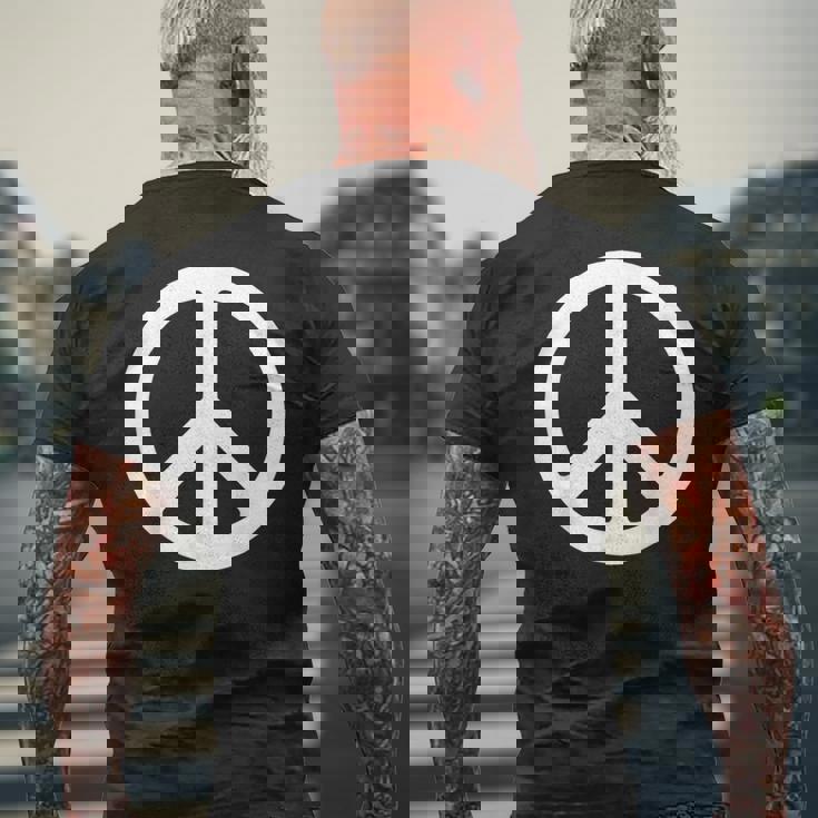 ホワイト ピースサイン メンズTシャツ バックプリント 高齢者への贈り物