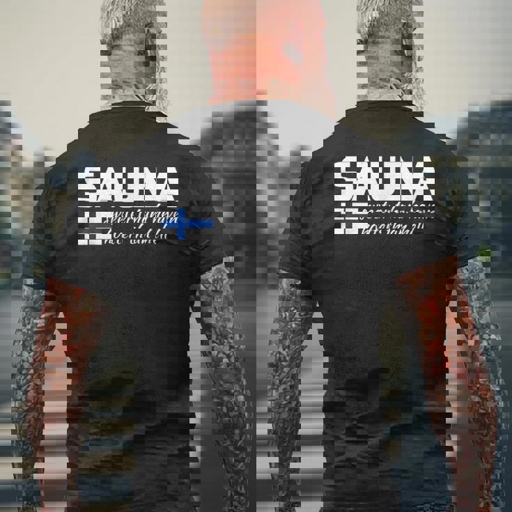 フィンランドのフィンランド サウナ ヘブン ホッター よりヘヴン ホッター メンズTシャツ バックプリント 高齢者への贈り物