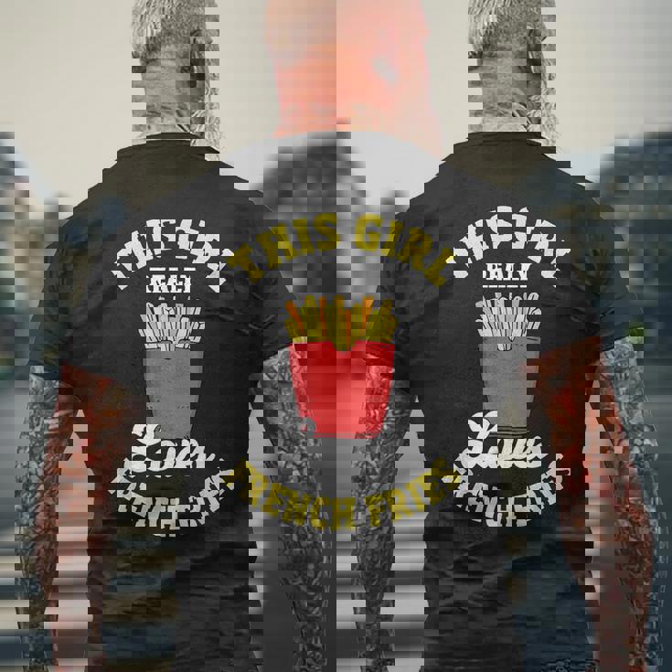 フライドポテト この子は本当にフライドポテトが好きなんだ フライドポテト メンズTシャツ バックプリント 高齢者への贈り物