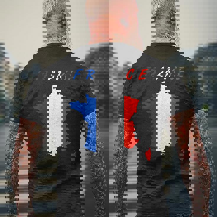 フランスの地図の中のフランス国旗tシャツ メンズTシャツ バックプリント 高齢者への贈り物