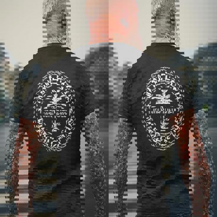 フロリダ州マイアミビーチフラッグシール。 メンズTシャツ バックプリント 高齢者への贈り物