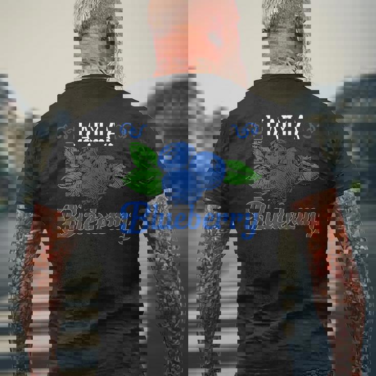 ブルーベリーフルーツ-アイ・アム・ア・ブルーベリー メンズTシャツ バックプリント 高齢者への贈り物