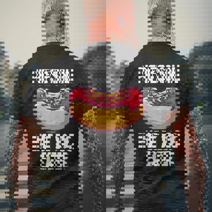 プロフェッショナルホットドッグイーターファニーホットドッグ メンズTシャツ バックプリント 高齢者への贈り物