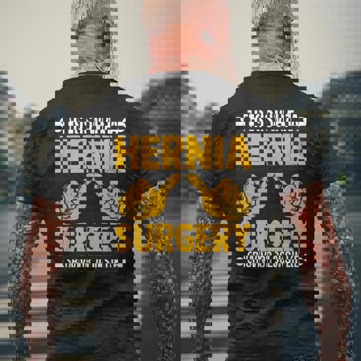 ヘルニア 手術 患者 回復 お見舞い 駄じゃれ メンズTシャツ バックプリント 高齢者への贈り物