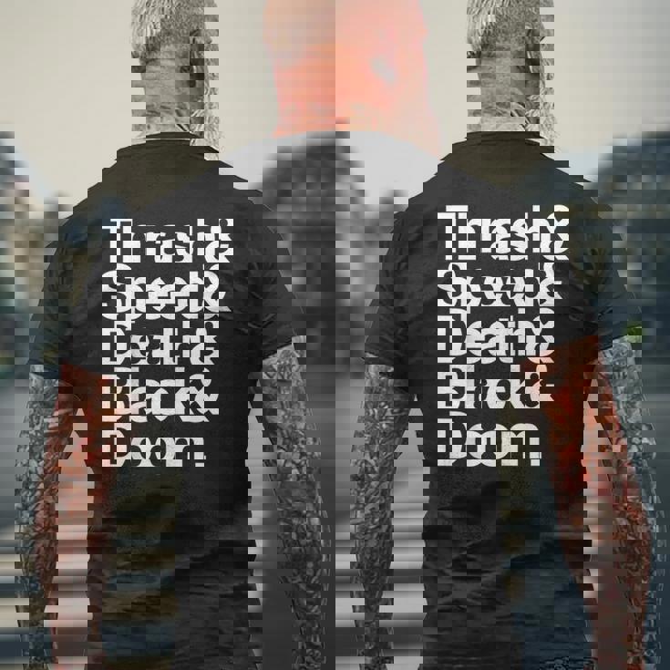 ヘヴィメタル音楽ファンリスト スラッシュスピード ドゥーム デス ブラック メンズTシャツ バックプリント 高齢者への贈り物