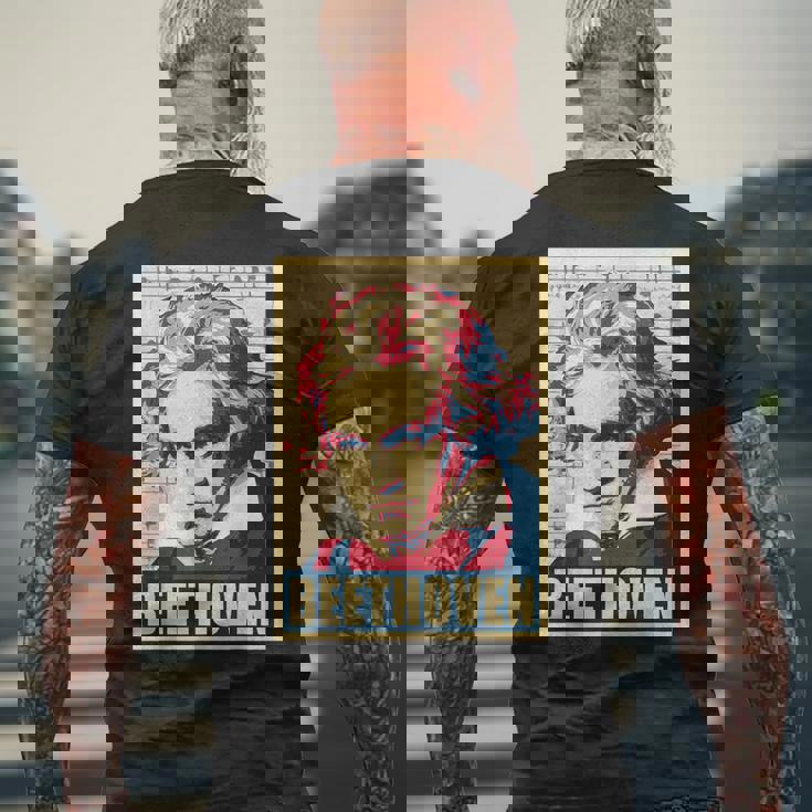 ベートーベン クラシカル音楽作曲家 レトロ メンズTシャツ バックプリント 高齢者への贈り物