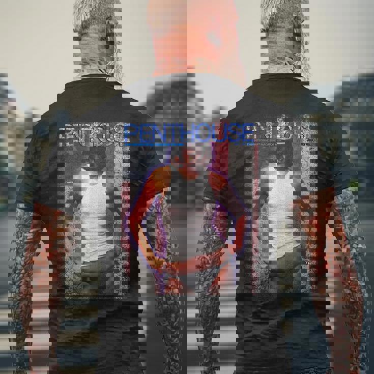 ペントハウスマガジン 1976年7月 ピンナップ ガール ヴィンテージ アメリカ国旗 メンズTシャツ バックプリント 高齢者への贈り物