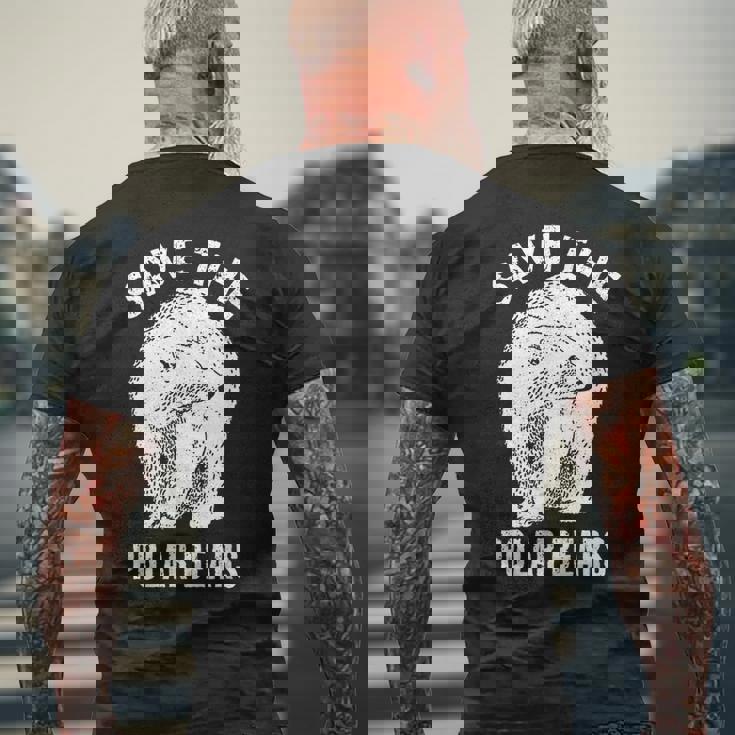 ホッキョクグマを救え 絶滅危惧種の北極動物 メンズTシャツ バックプリント 高齢者への贈り物