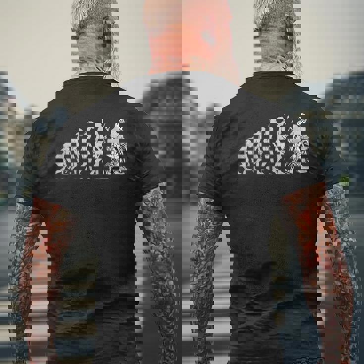 ホッケーゴーリーの進化 面白いアイスホッケー メンズTシャツ バックプリント 高齢者への贈り物