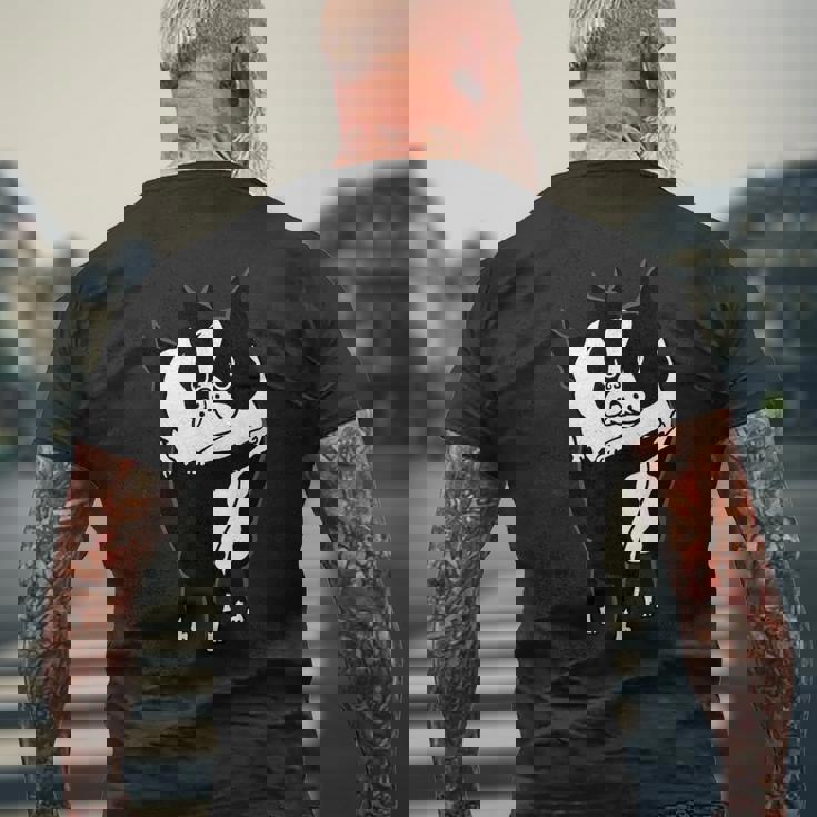 ボストンテリアハグ メンズTシャツ バックプリント 高齢者への贈り物