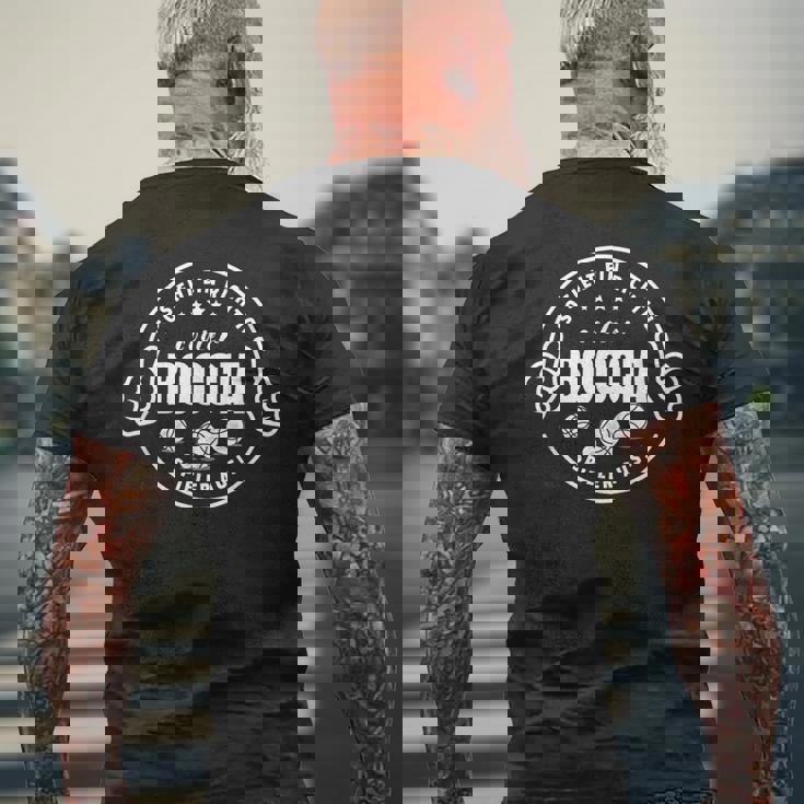 ボッチャゲーム用ボッチャボール発言付きボッチャウェア メンズTシャツ バックプリント 高齢者への贈り物