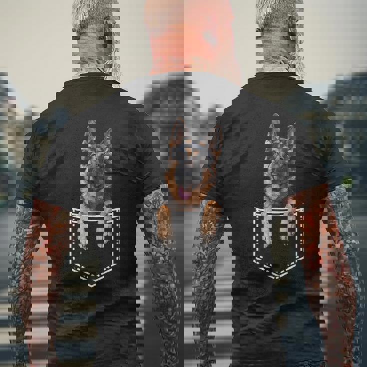 ポケットジャーマンシェパード メンズTシャツ バックプリント 高齢者への贈り物