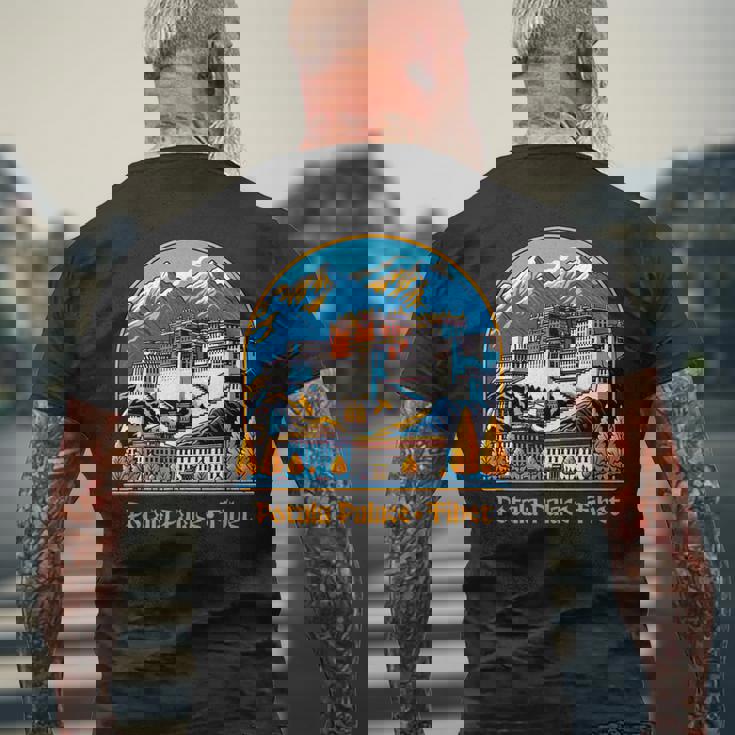 ポタラ宮 チベット ラサ 仏教 メンズTシャツ バックプリント 高齢者への贈り物