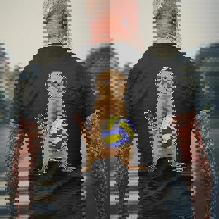 ミーアキャット バレーボール選手 バレーボール スポーツ メンズTシャツ バックプリント 高齢者への贈り物